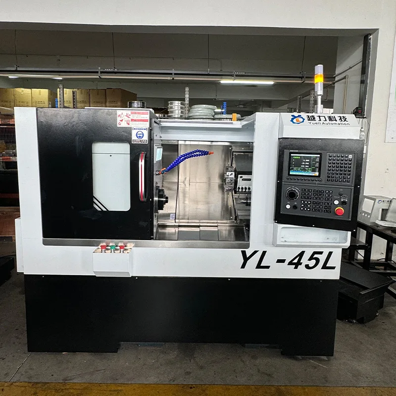 مخرطة CNC ذات السرير المائل مع برج مؤازر وغراب خلفي